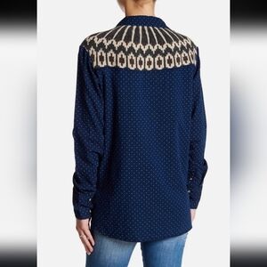 FREE PEOPLE Sage Button Wool Blend Shirt in Blue Excellent Condition Size M